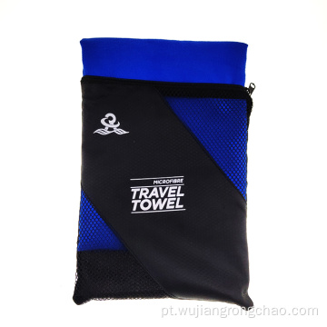 toalha esportiva de microfibra de secagem rápida com bolsa de malha